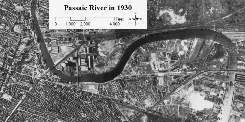 Newark and the Passaic River in 1930