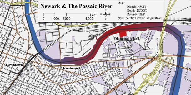 Industrial activity separated Newark from its riverfront and now the Passaic River is a superfund site